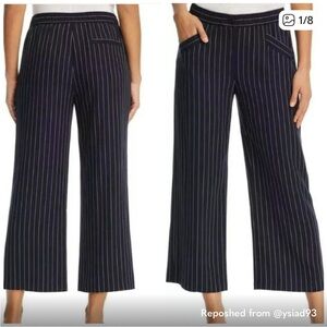 Eileen Fisher Indigo wide leg cropped pant navy pinstripe 1X